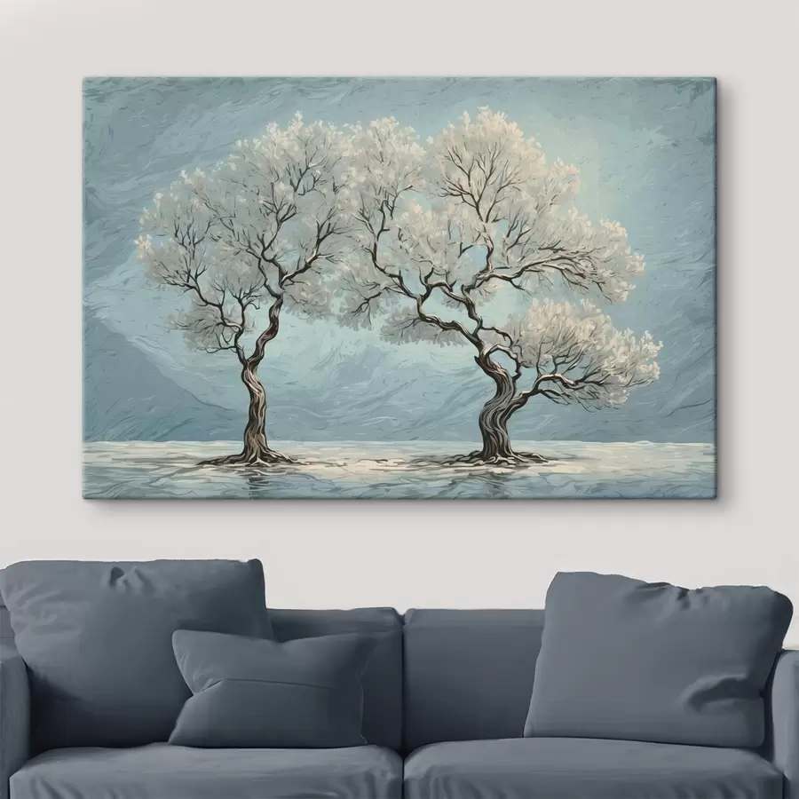 carta da parati Alberi bianchi in stile pittura acrilica nr. s43112