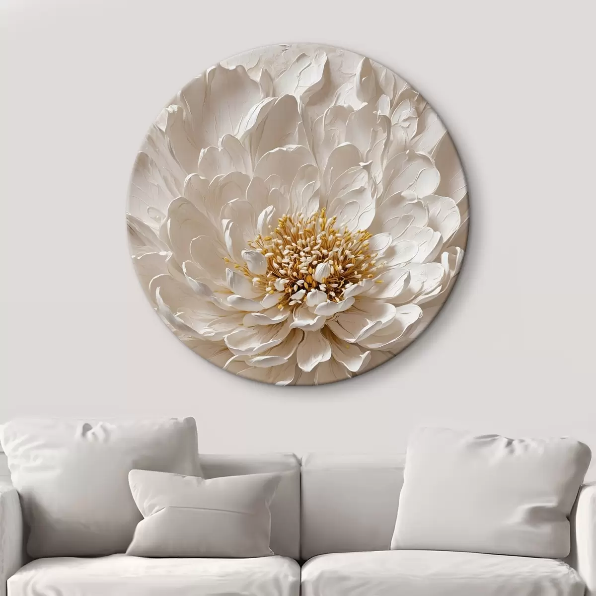 Quadri rotondi Pittura ad olio in stile fiore bianco r43087