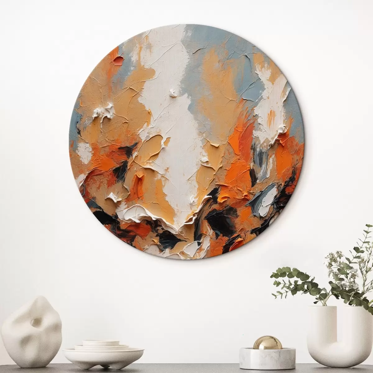 Quadri rotondi Pittura ad olio in stile astratto r43088