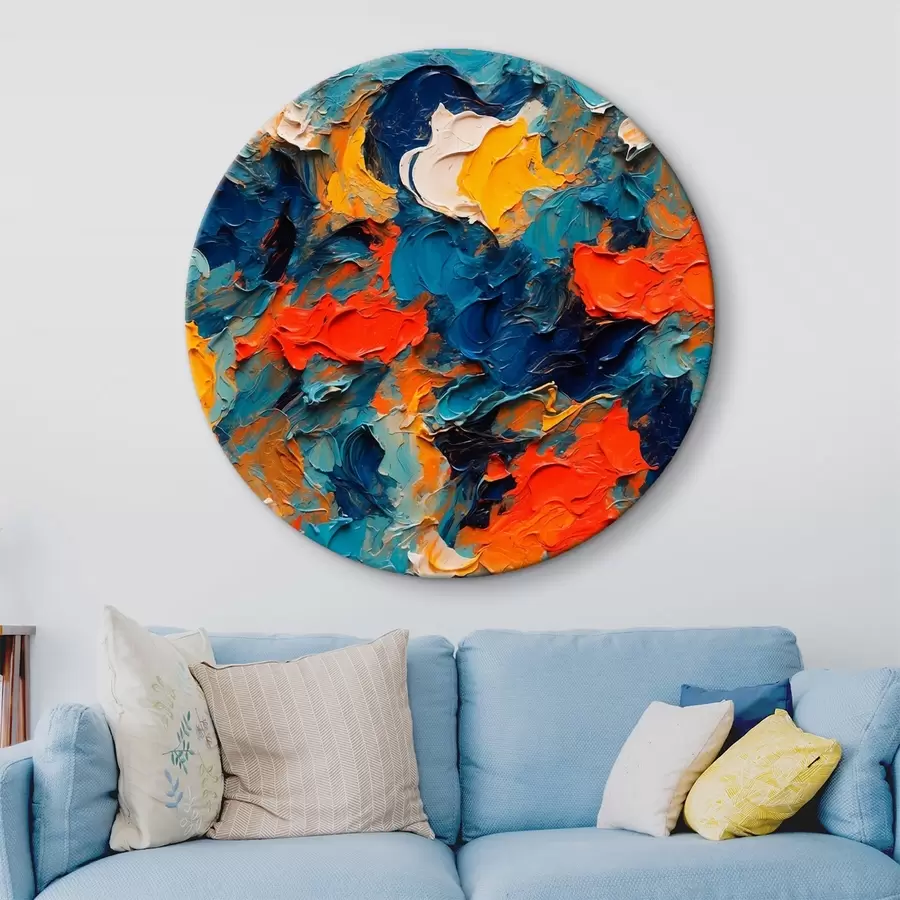 carta da parati Pittura astratta in stile pittura ad olio con colori bianchi, blu e rossi nr. r43093