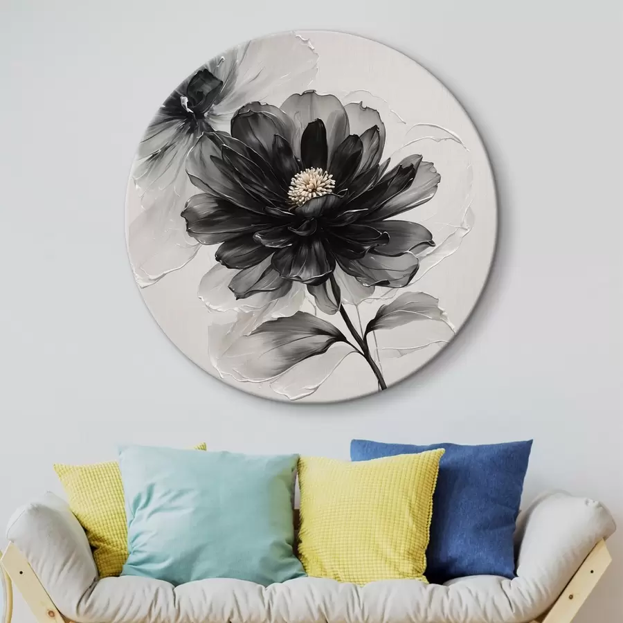 carta da parati Fiore nero trasparente su sfondo bianco nr. r43099