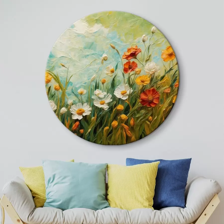 carta da parati Campo di fiori su sfondo astratto di cielo blu nr. r43100