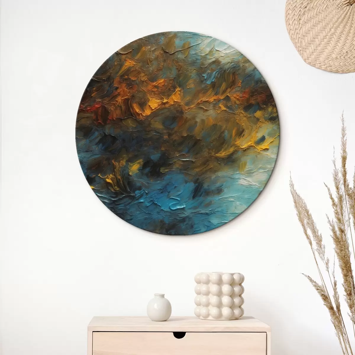 Quadri rotondi Lago sfocato in stile pittura ad olio r43106