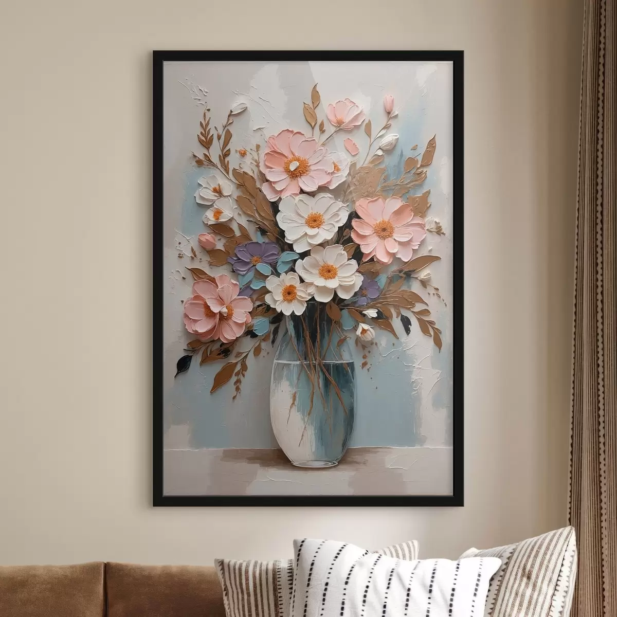 Poster Fiori rosa e bianchi in un vaso trasparente f43089