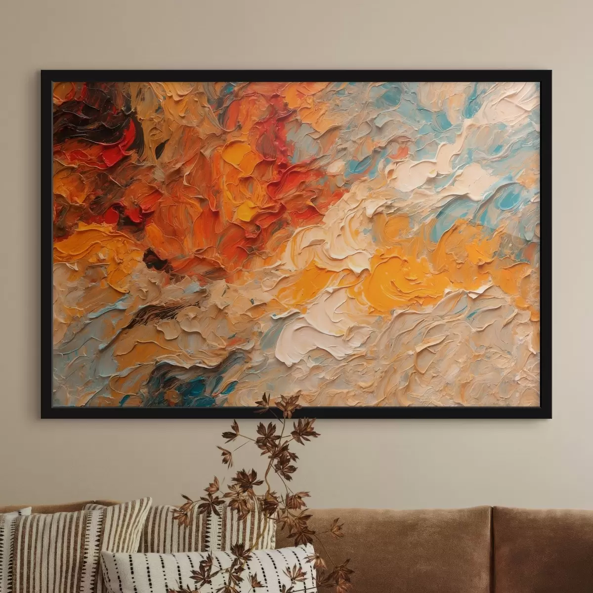 Poster Pittura ad olio rossa e bianca in stile astratto f43092