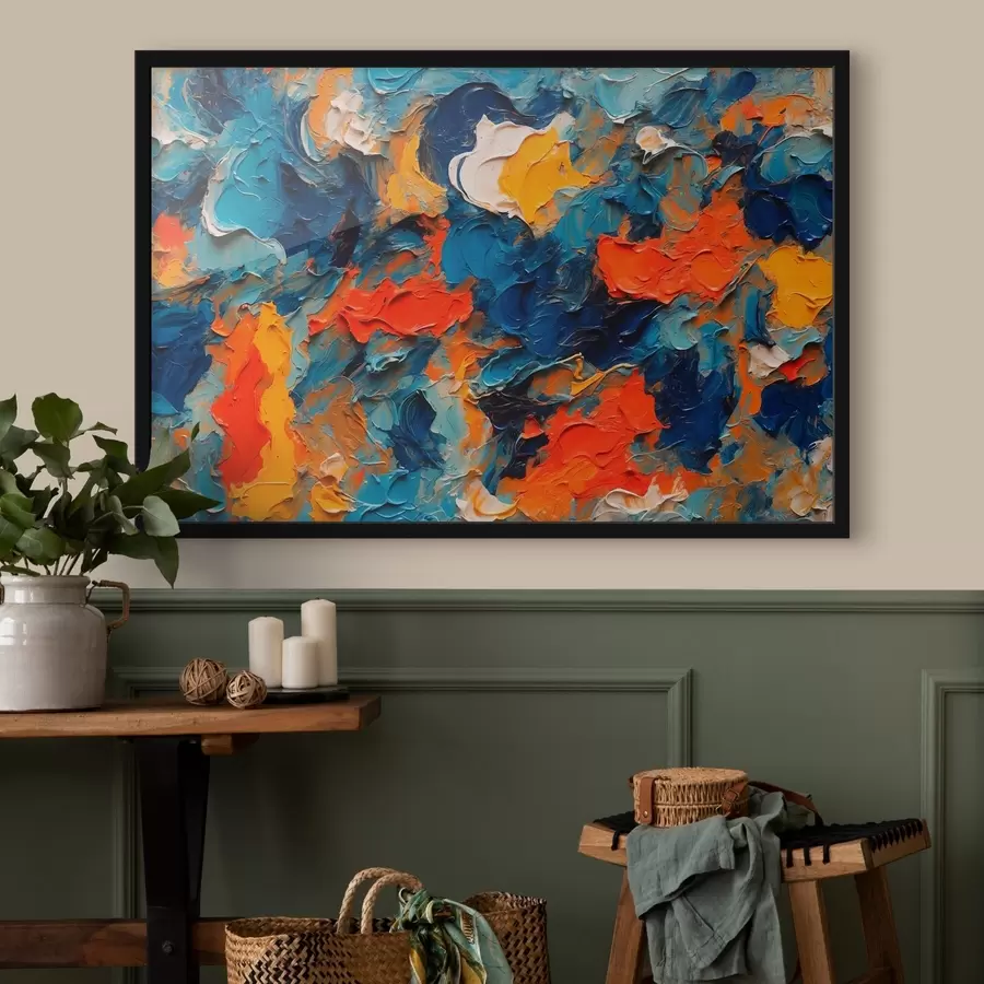 carta da parati Pittura astratta in stile pittura ad olio con colori bianchi, blu e rossi nr. f43093