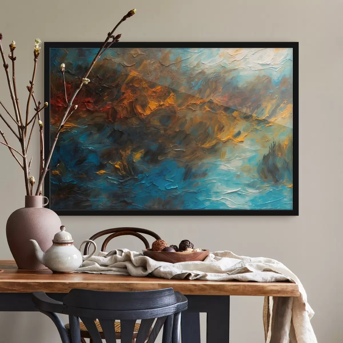 Poster Lago sfocato in stile pittura ad olio f43106