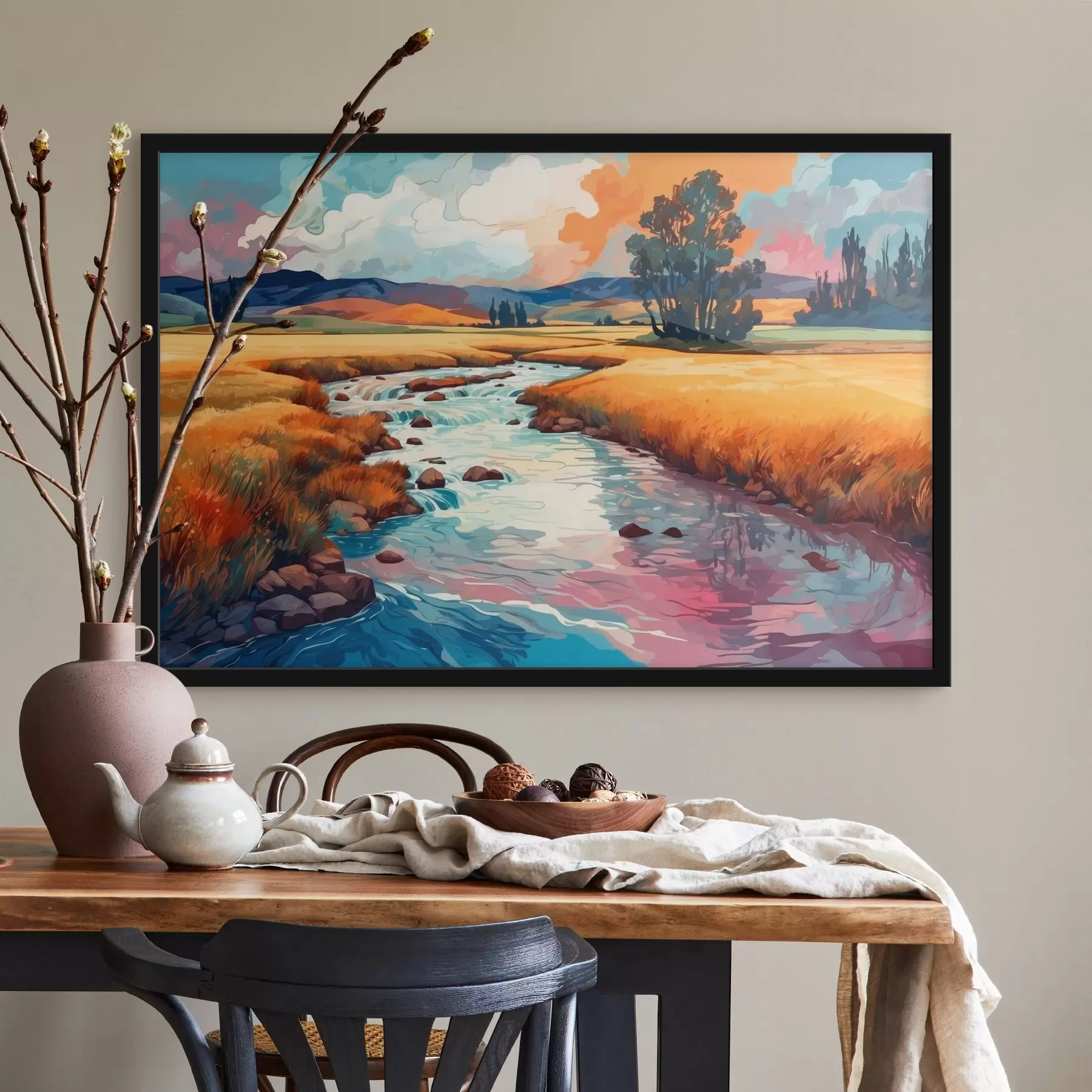 carta da parati Ruscello nel campo nello stile della pittura ad acquerello nr. f43110