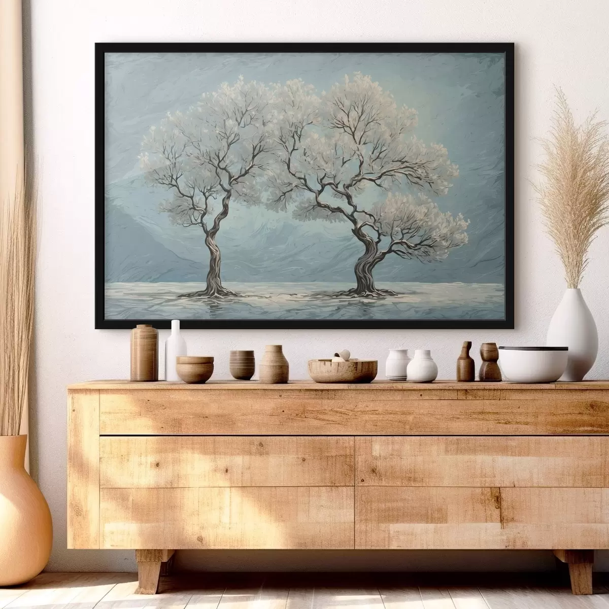 Poster Alberi bianchi in stile pittura acrilica f43112