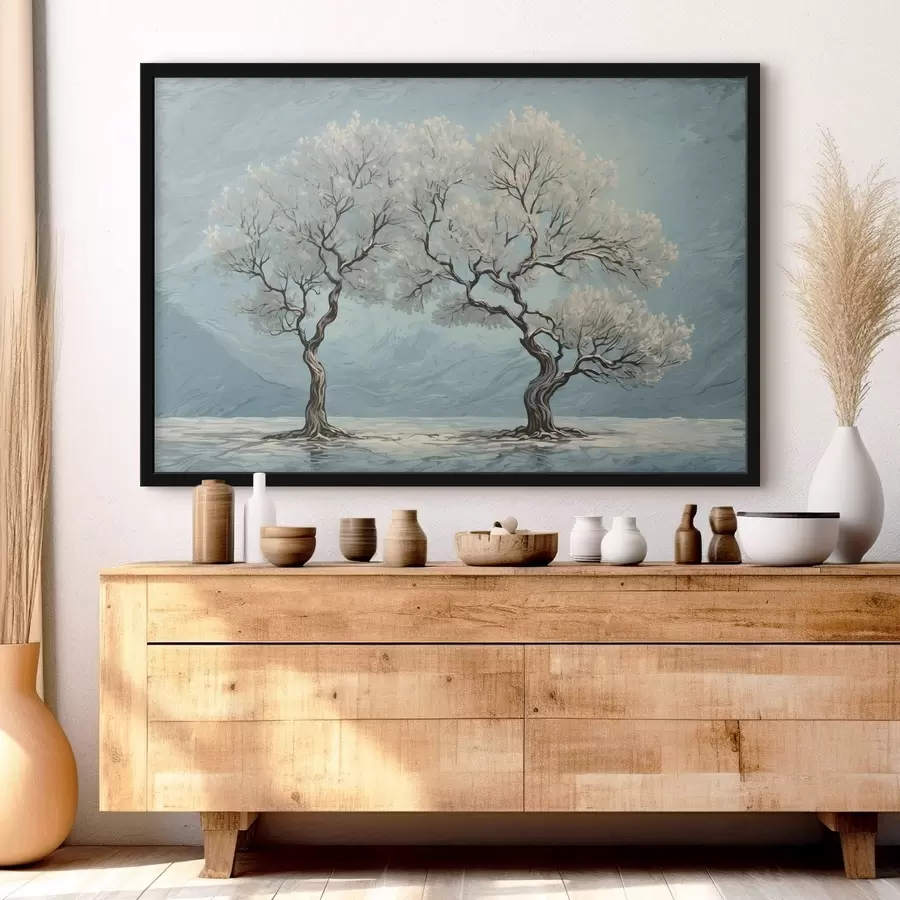 carta da parati Alberi bianchi in stile pittura acrilica nr. f43112