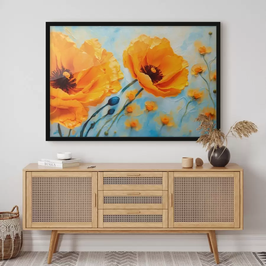 carta da parati Papaveri gialli su sfondo sfocato nr. f43118