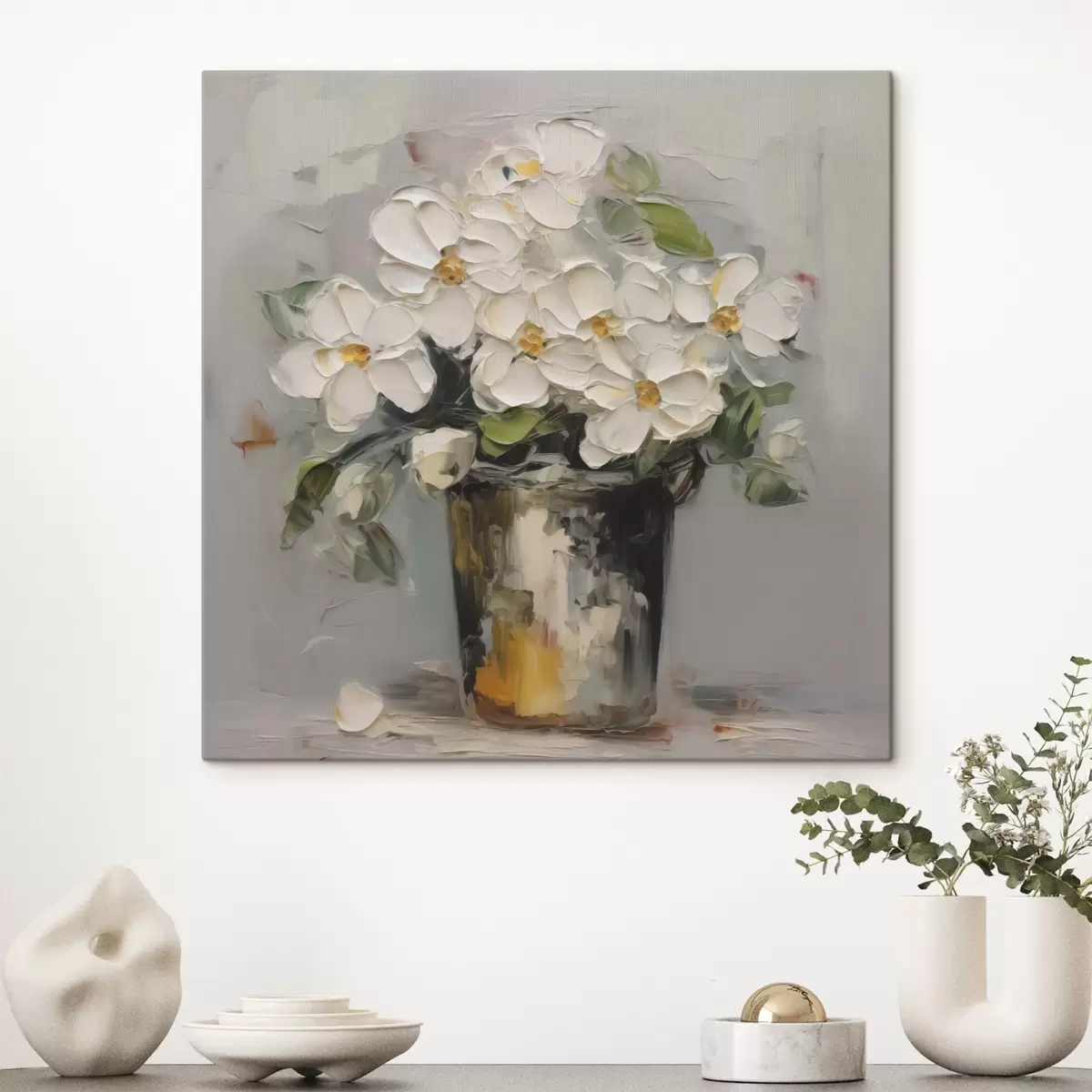 carta da parati Fiori in un secchio imitazione di pittura nr. s43228