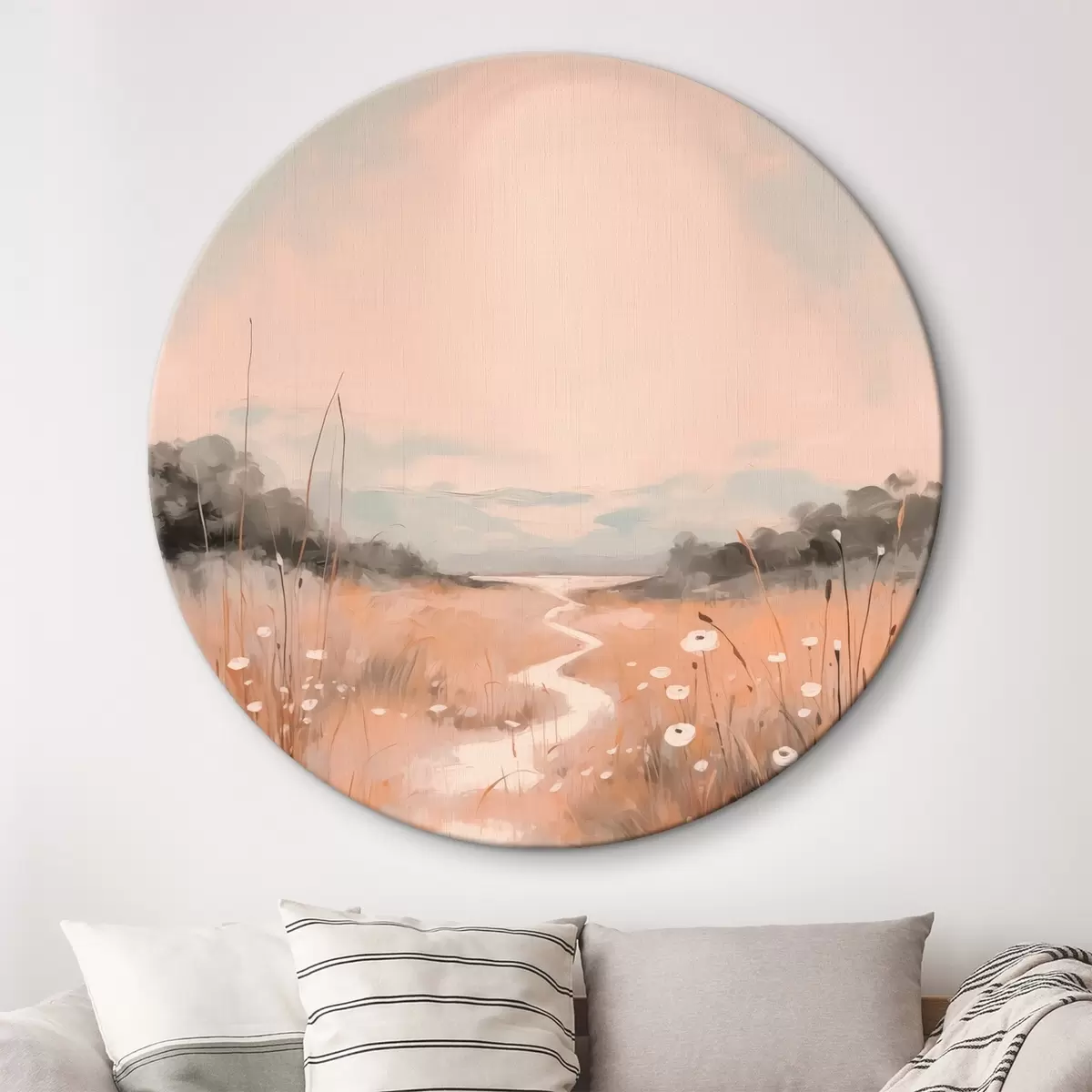 Quadri rotondi Paesaggio di campo ad imitazione della pittura r43224