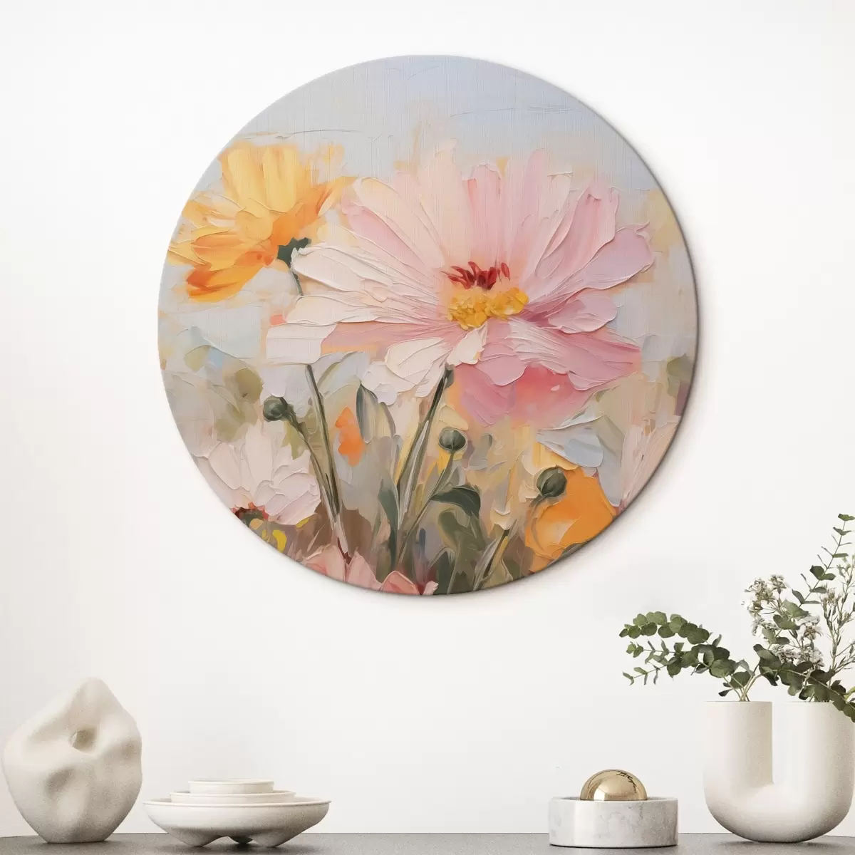 Quadri rotondi Fiori astratti e luminosi r43232