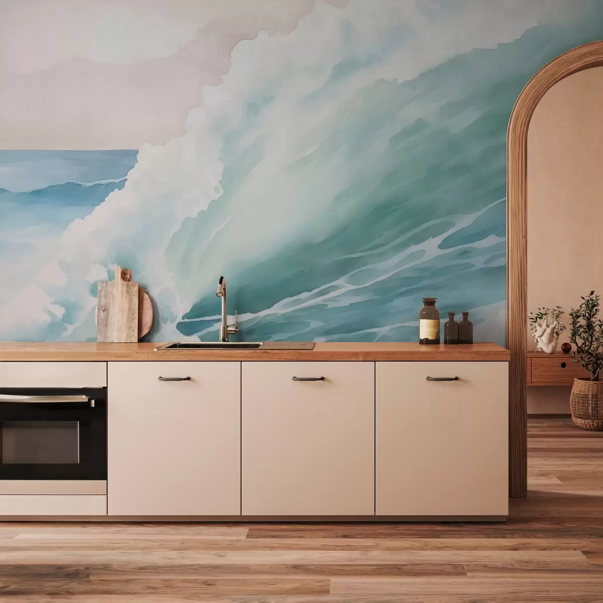 carta da parati Imitazione di onda marina ad acquerello nr. w03360