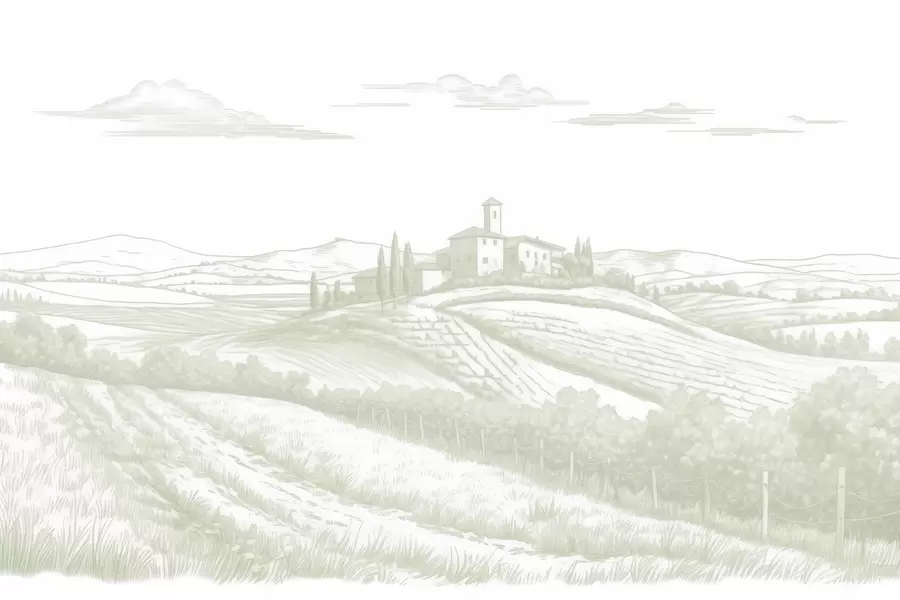 carta da parati Paesaggi della Toscana, Italia, vigneti, natura, antico castello, colori verdi nr. w03349v2