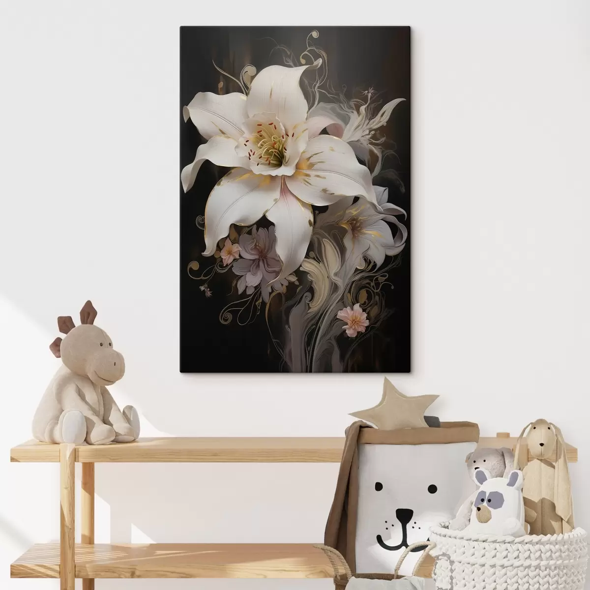 carta da parati Primo piano di un fiore di giglio astratto su sfondo scuro nr. s43254