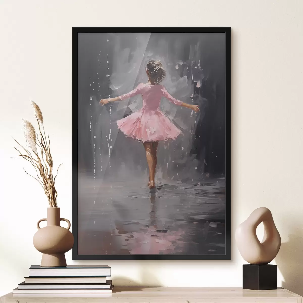 Poster Persone, ragazza in abito rosa, imitazione di pittura ad olio f43258