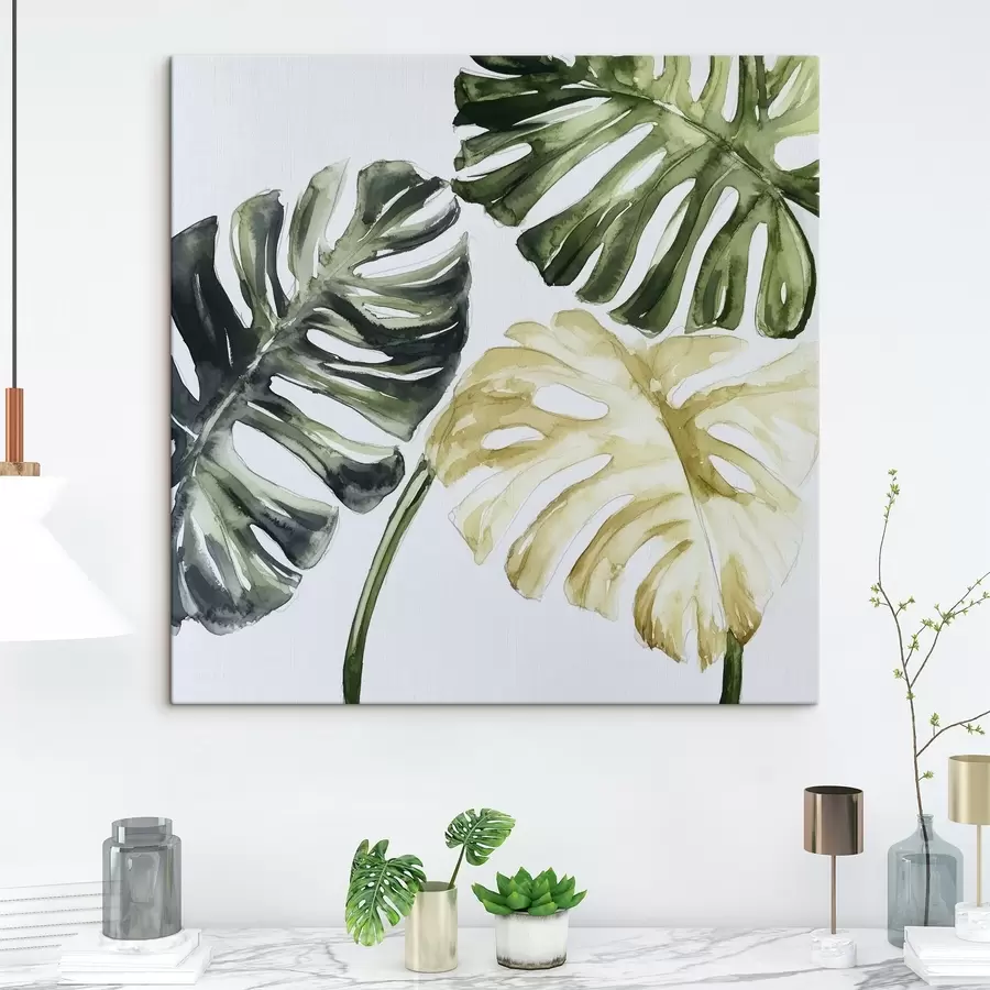 carta da parati Foglie tropicali su sfondo bianco nr. s43304