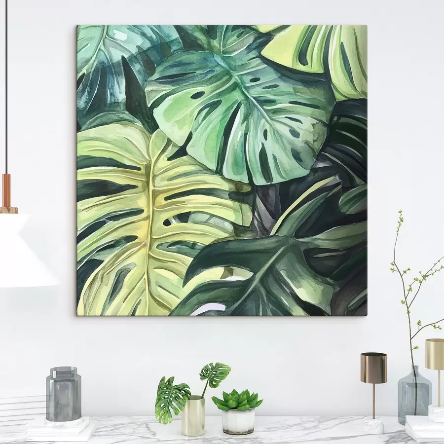 carta da parati Foglie tropicali su sfondo bianco nr. s43305