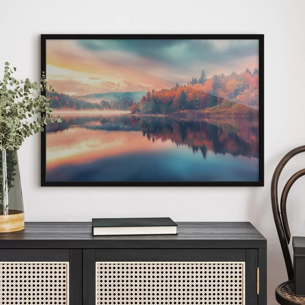 Poster L'alba sul lago in autunno f43290