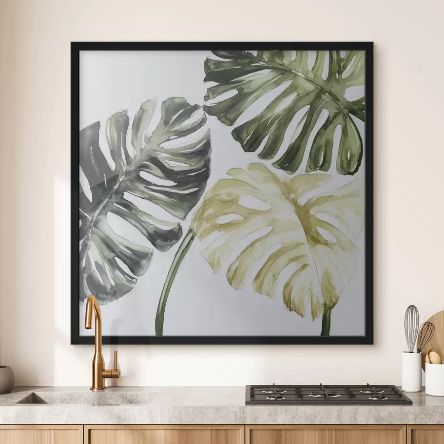 carta da parati Foglie tropicali su sfondo bianco nr. f43304