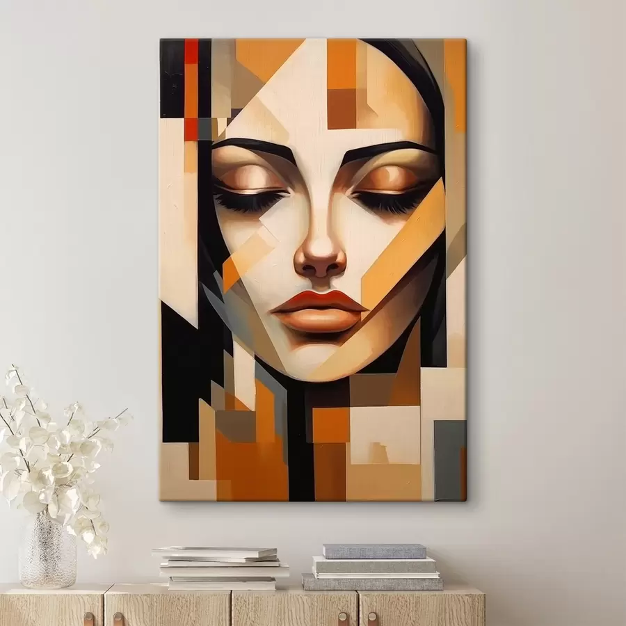 carta da parati Ritratto geometrico in colori caldi nr. s43281