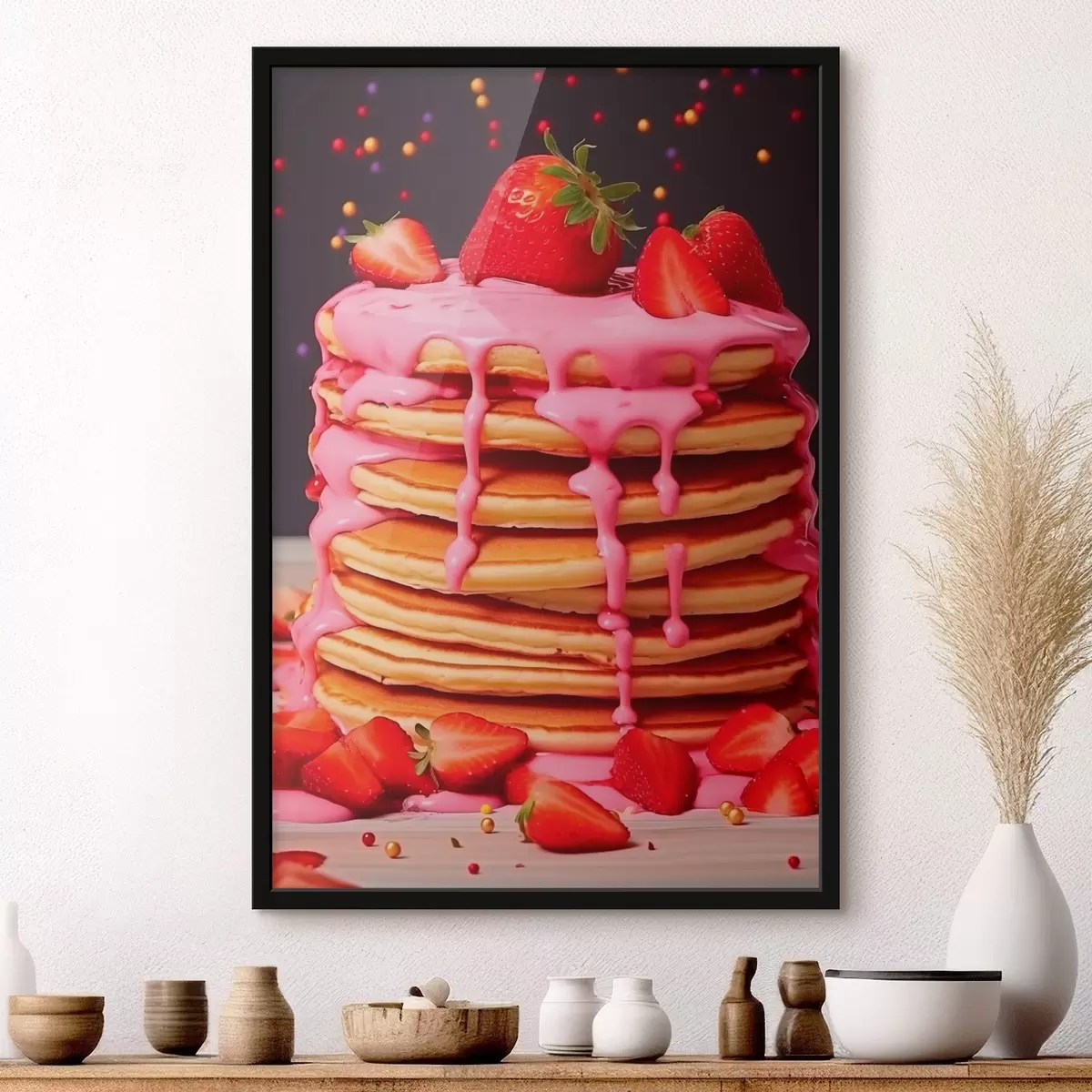 Poster Pancake con fragole e glassa rosa f43263