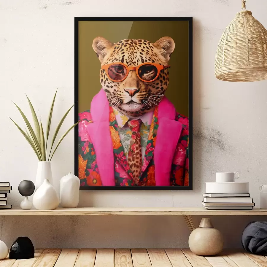 carta da parati Elegante leopardo in costume floreale nr. f43267