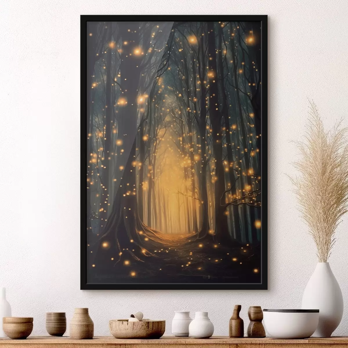 Poster Bosco magico con lucciole f43272