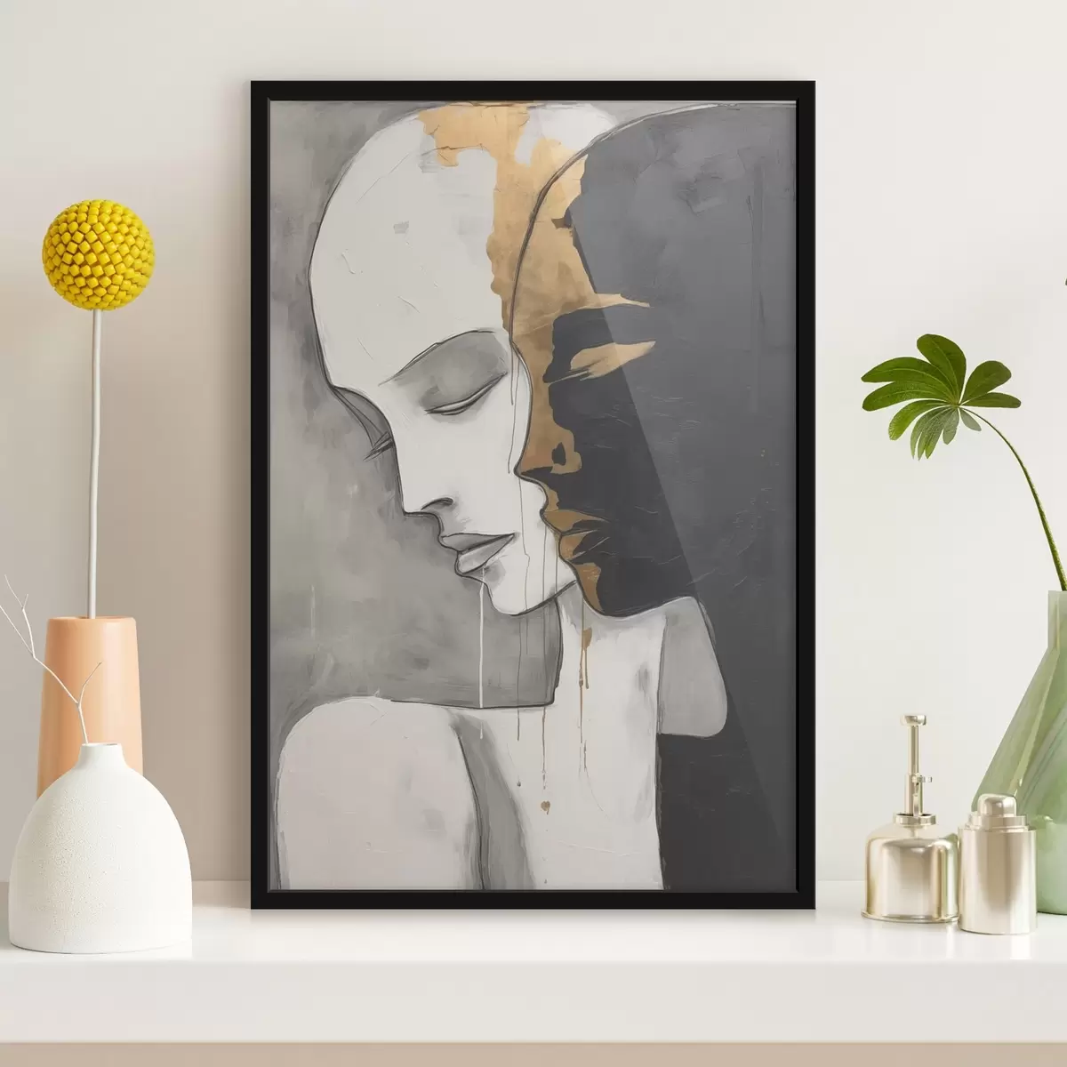 Poster Silhouette contrastanti con accenti astratti f43280