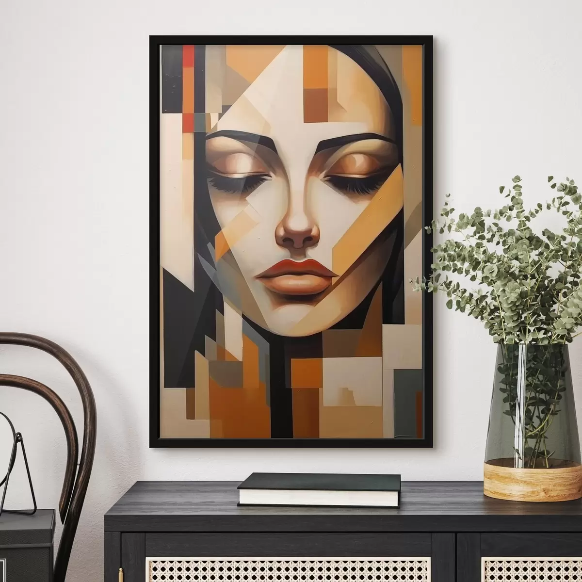 Poster Ritratto geometrico in colori caldi f43281