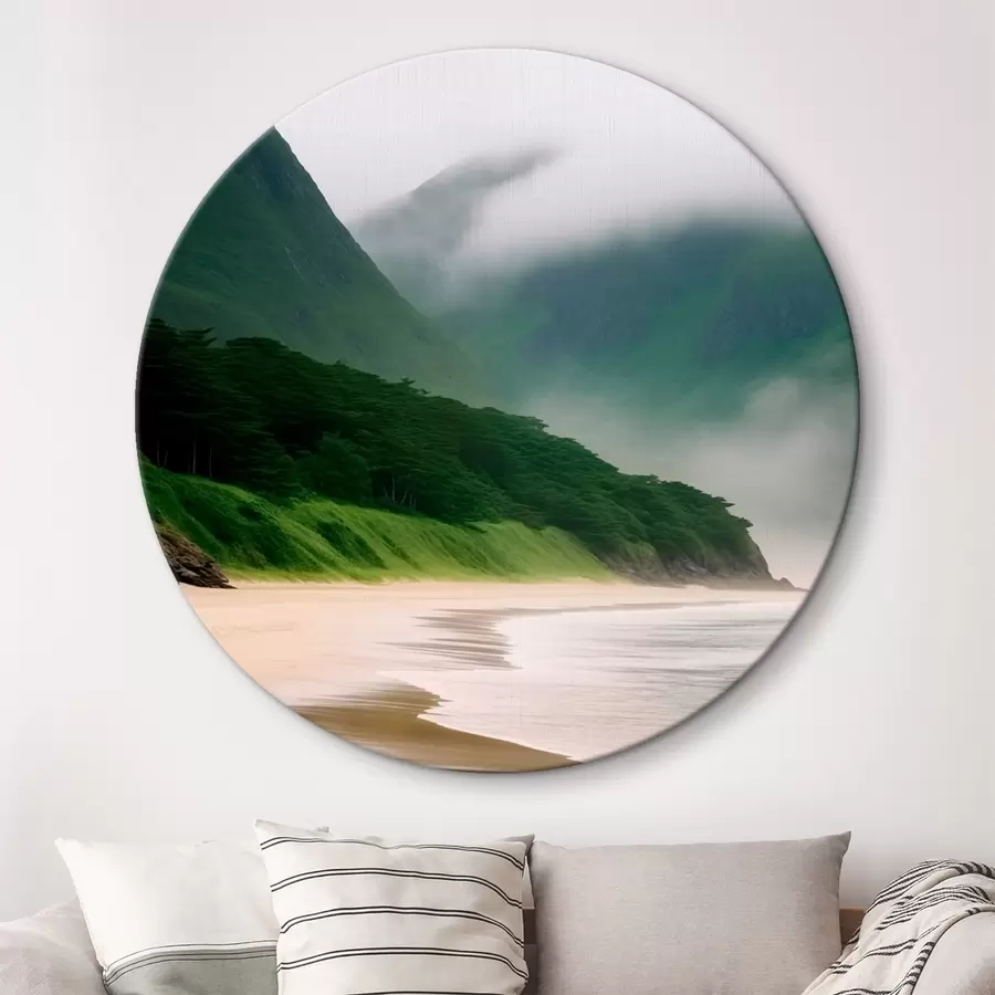 carta da parati Spiaggia nebbiosa vicino a piste verdi nr. r43271