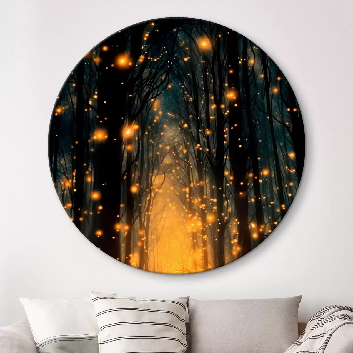 Quadri rotondi Bosco magico con lucciole r43272