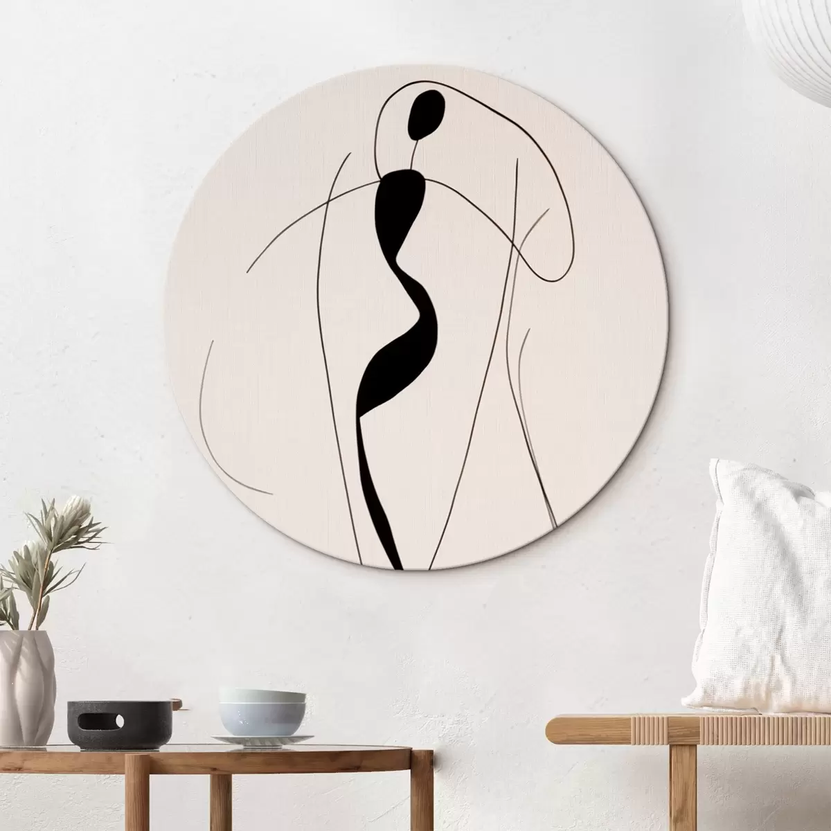 Quadri rotondi Silhouette astratta minimalista r43274