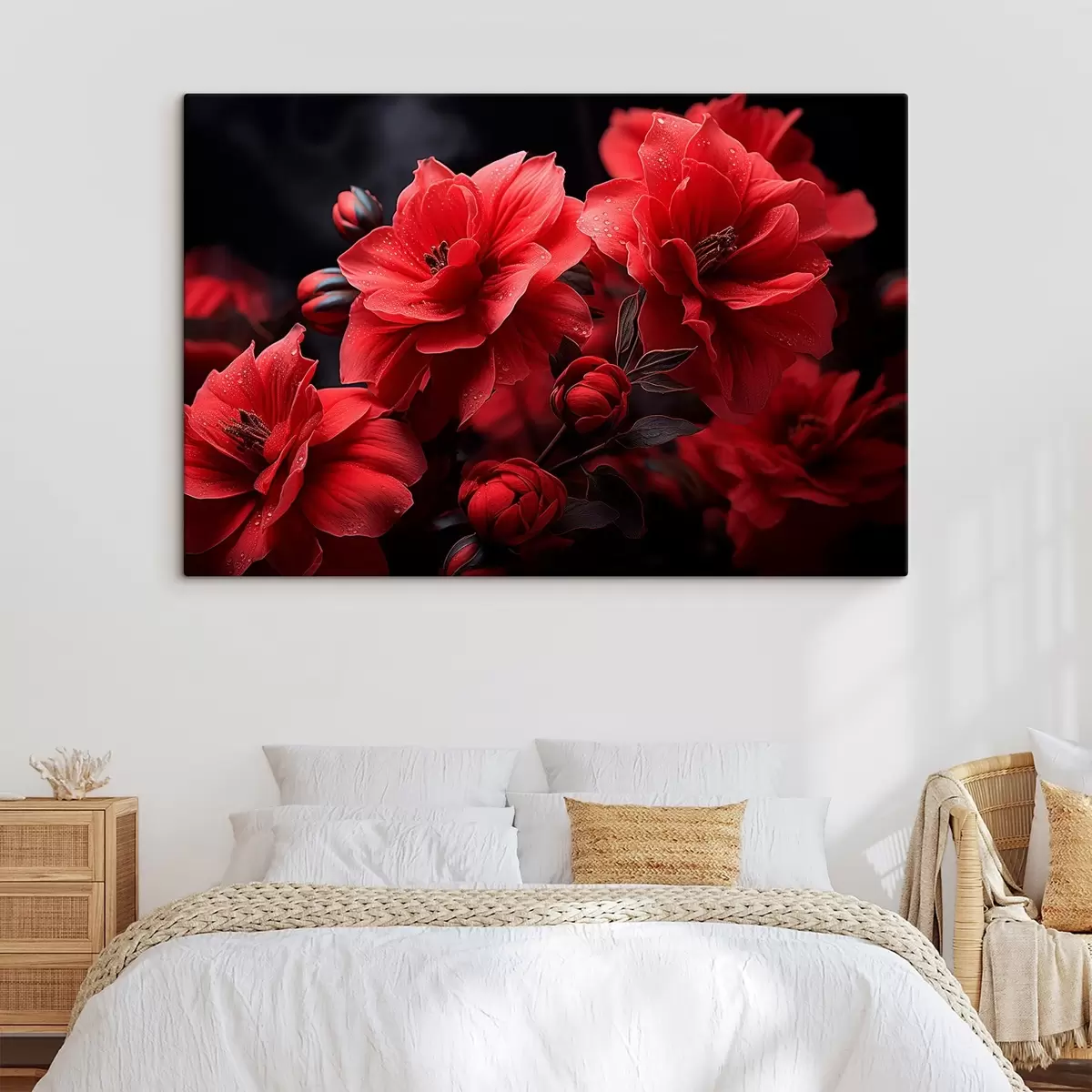 carta da parati Fiori rossi su sfondo scuro nr. s43318