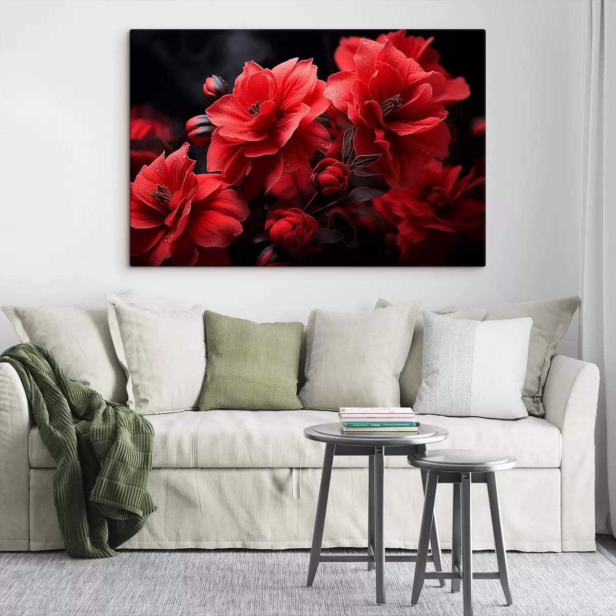 carta da parati Fiori rossi su sfondo scuro nr. s43318