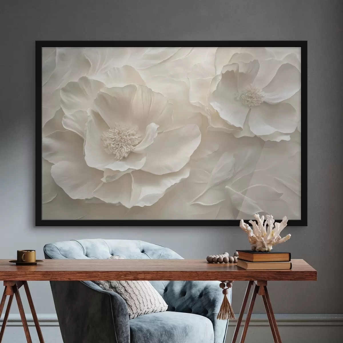 Poster Grandi e ariose peonie bianche f43312