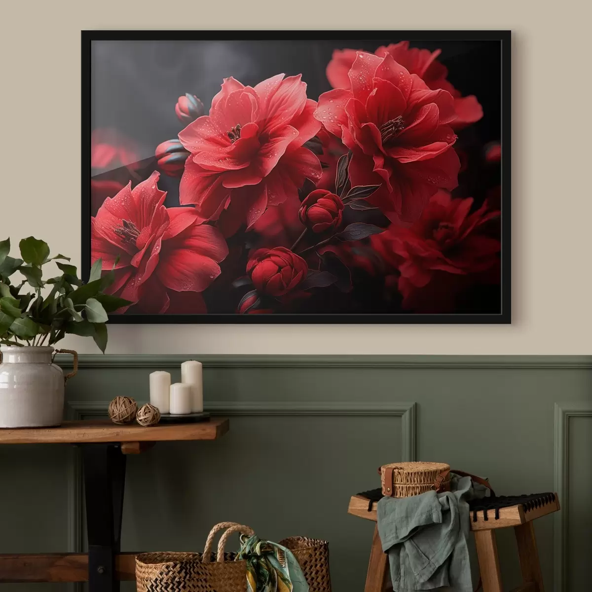 Poster Fiori rossi su sfondo scuro f43318