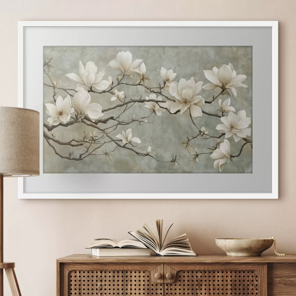 Poster Ramo di magnolia su sfondo pastello grunge f43322