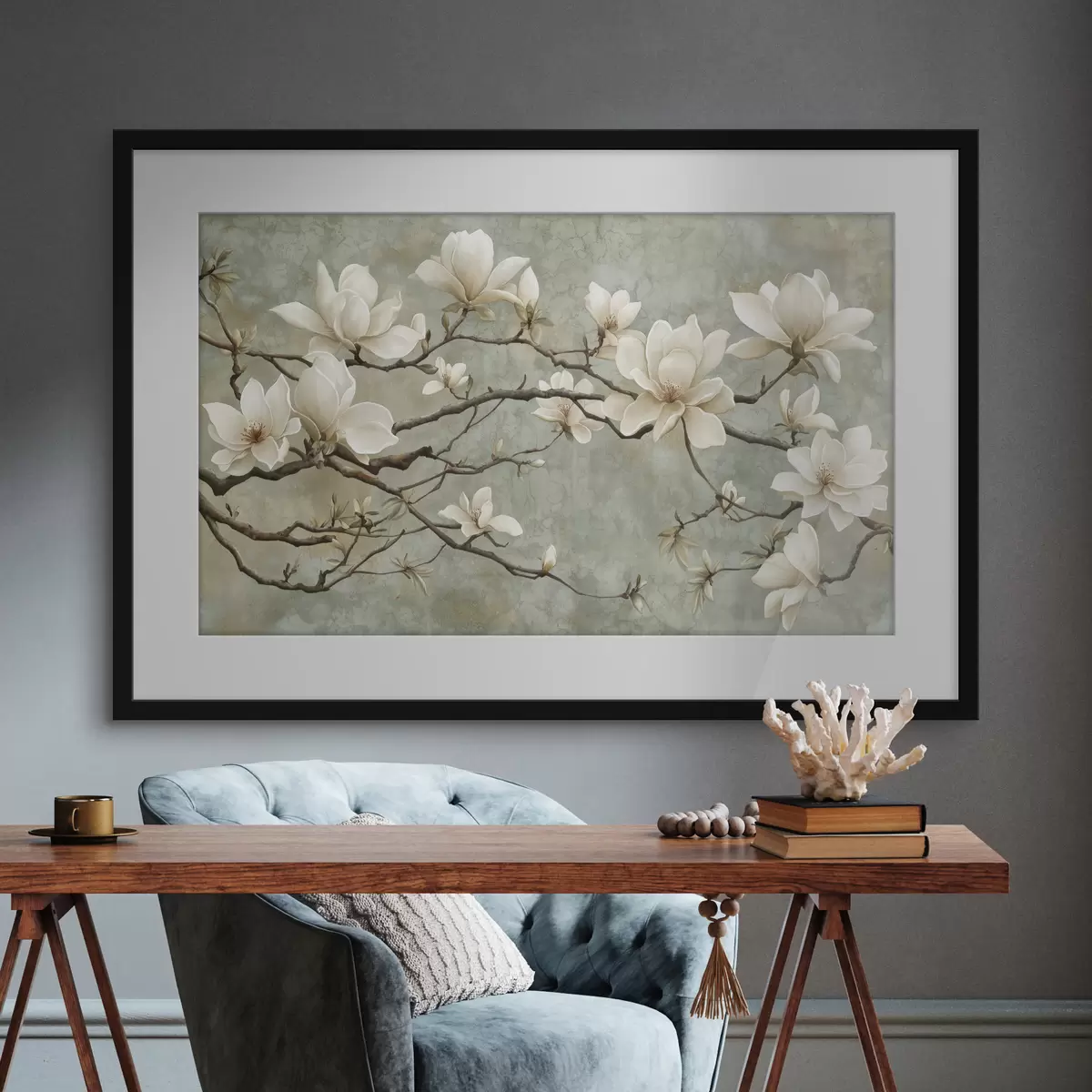Poster Ramo di magnolia su sfondo pastello grunge f43322