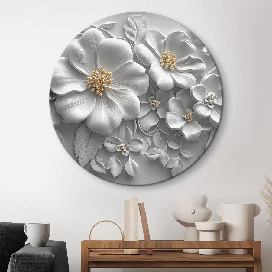 carta da parati fiori 3d grigi con accento giallo nr. r43310