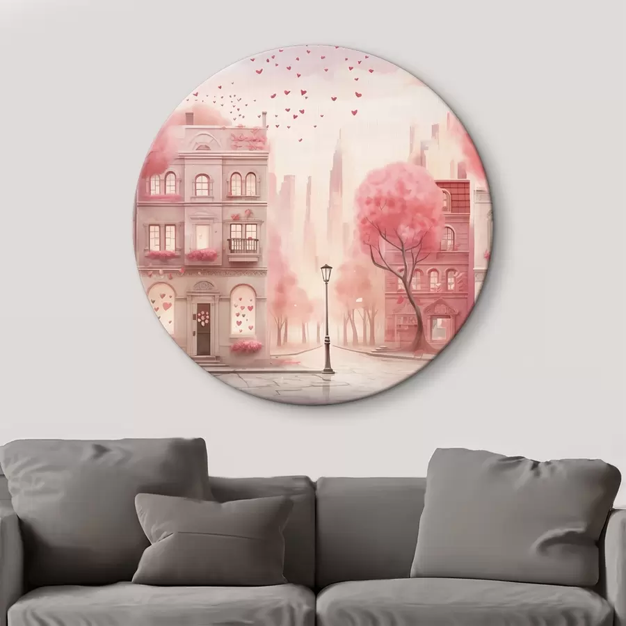 carta da parati Romantica strada rosa con cuori nr. r43324