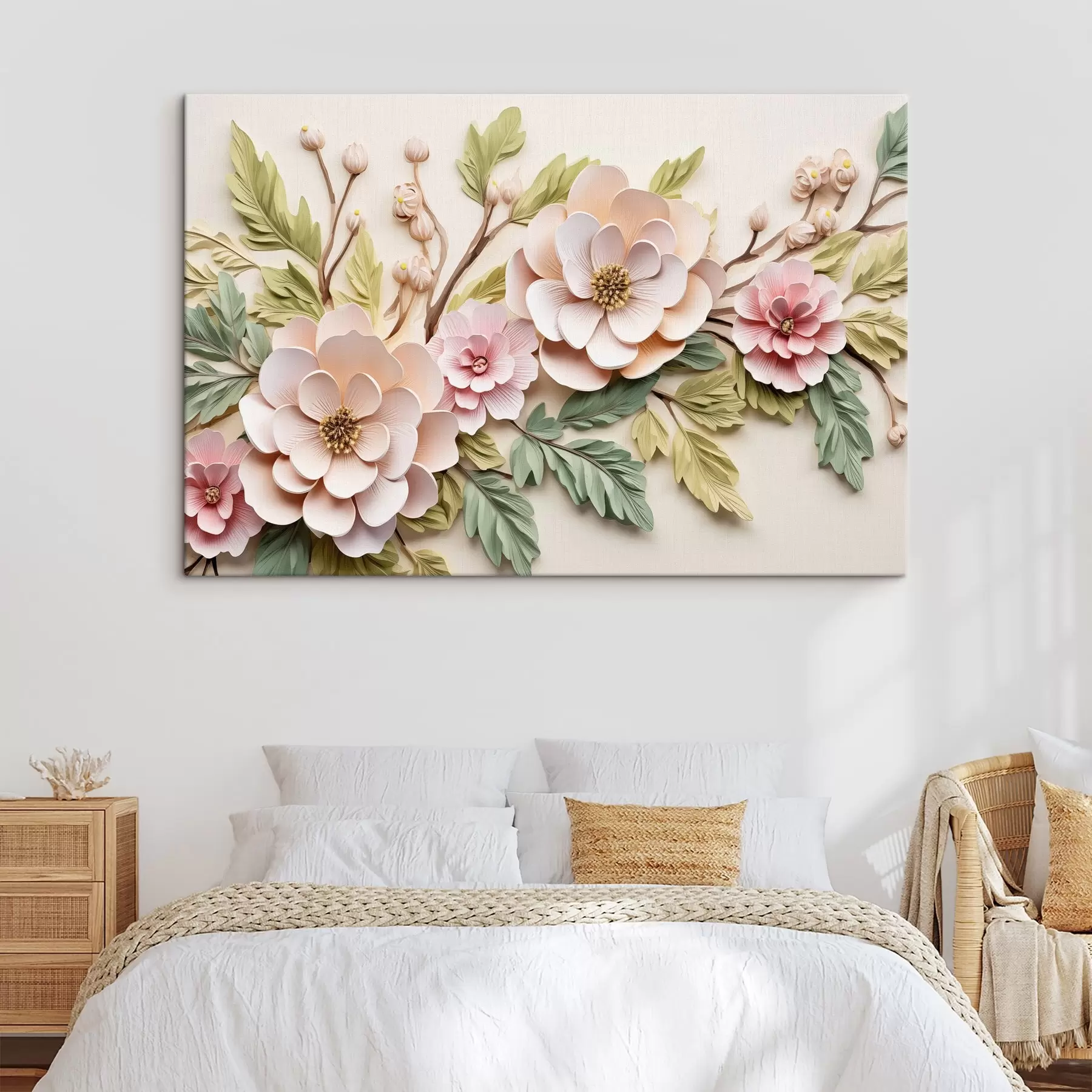 carta da parati Grandi rami di fiori, imitazione di modanatura nr. s43333