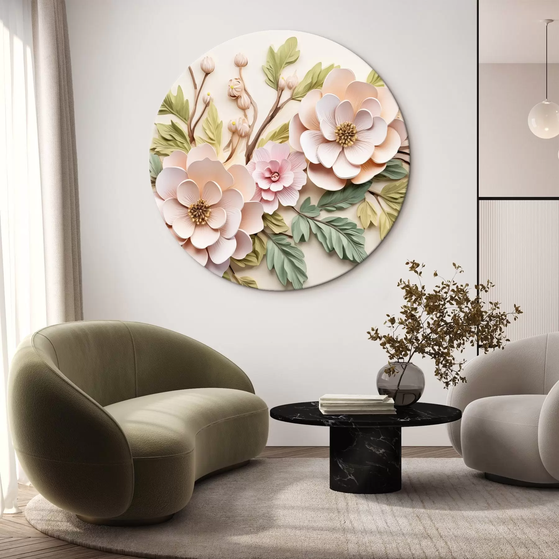 carta da parati Grandi rami di fiori, imitazione di modanatura nr. r43333