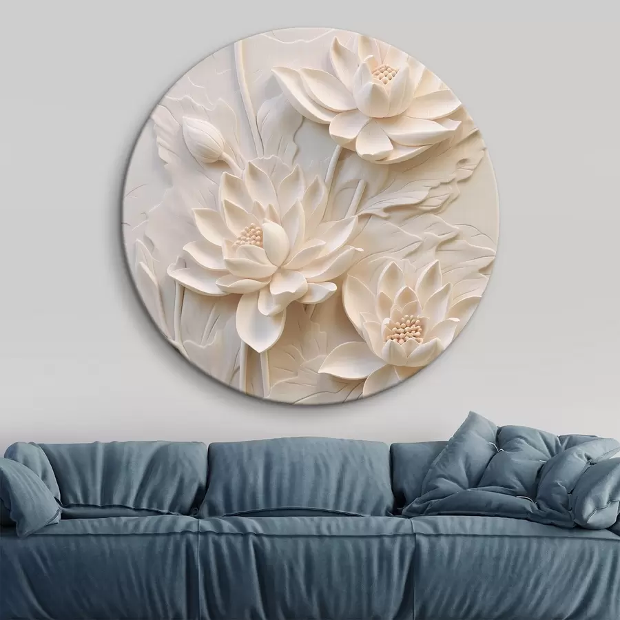 carta da parati Modanatura bianca, imitazione, fiori nr. r43334