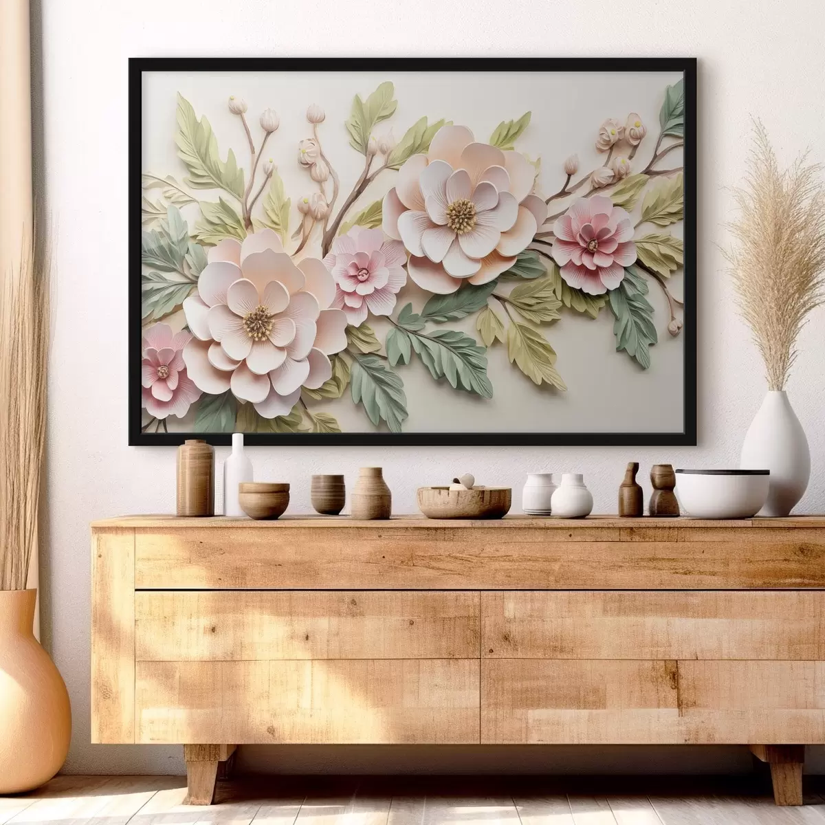 Poster Grandi rami di fiori, imitazione di modanatura f43333