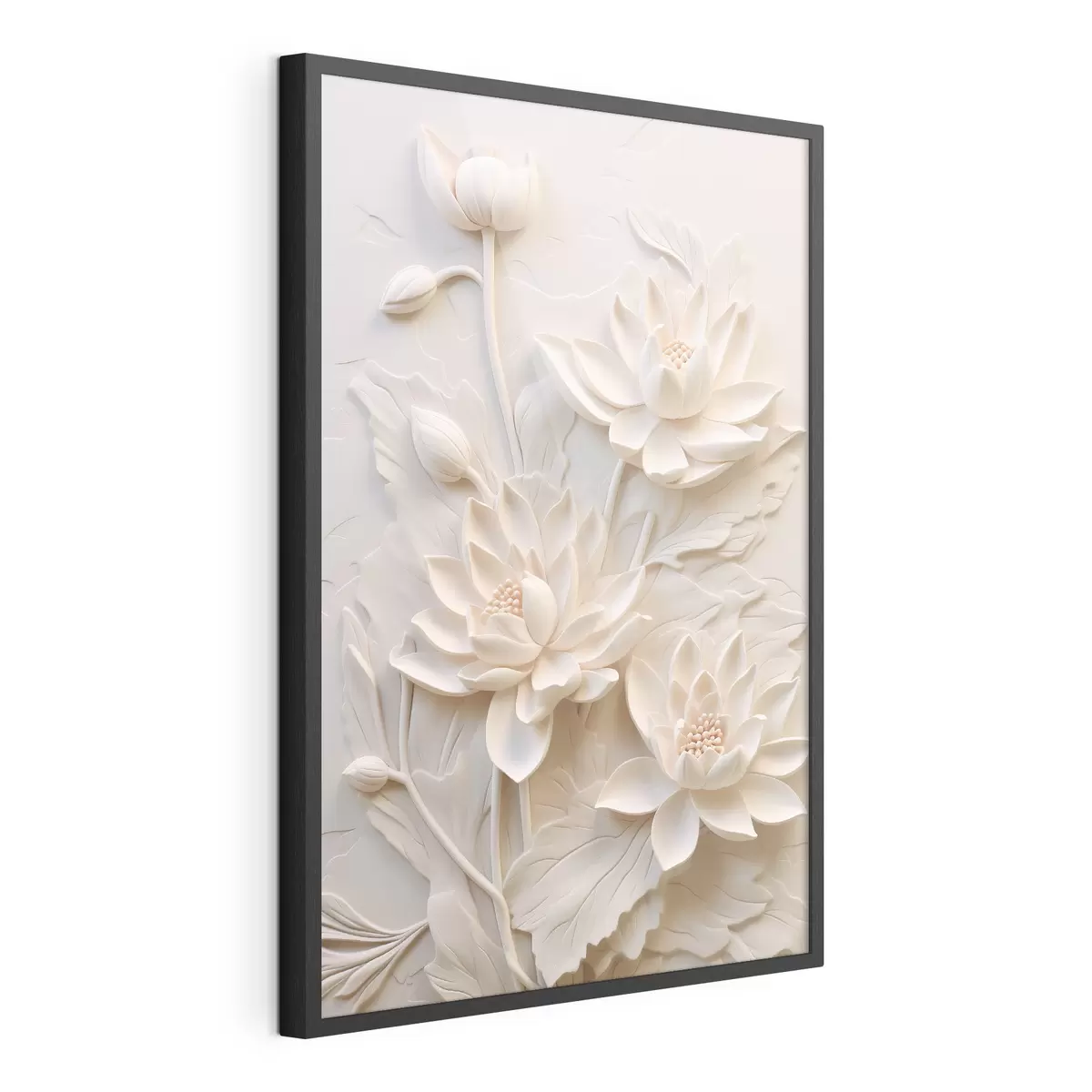 Poster Modanatura bianca, imitazione, fiori f43334
