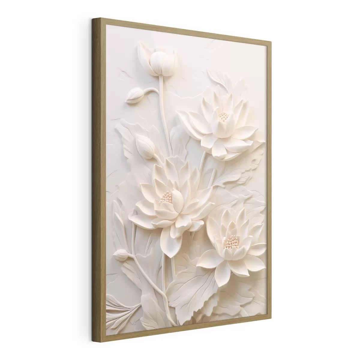Poster Modanatura bianca, imitazione, fiori f43334