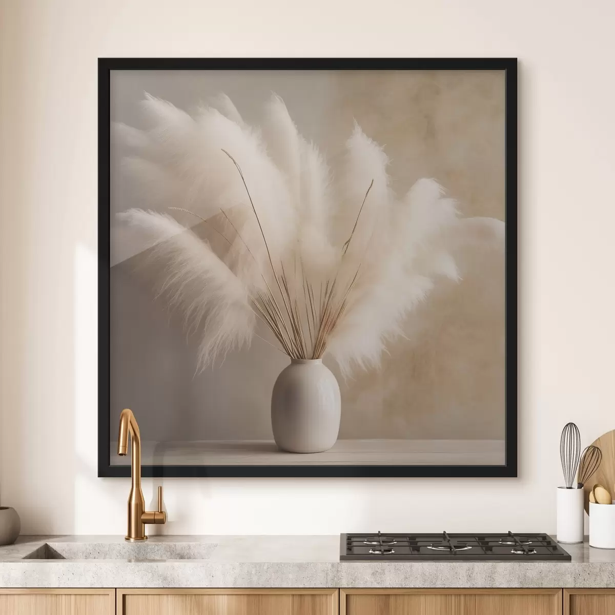 Poster Soffici rami di canne in un vaso sul tavolo f43338